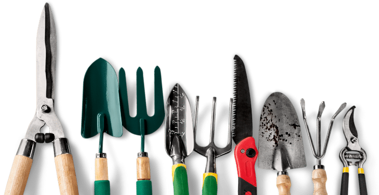attrezzi per lavori di giardinaggio